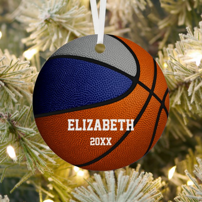 Blaugraue Mannschaft färbt Jungs Basketball Ornament Aus Metall (InSitu)