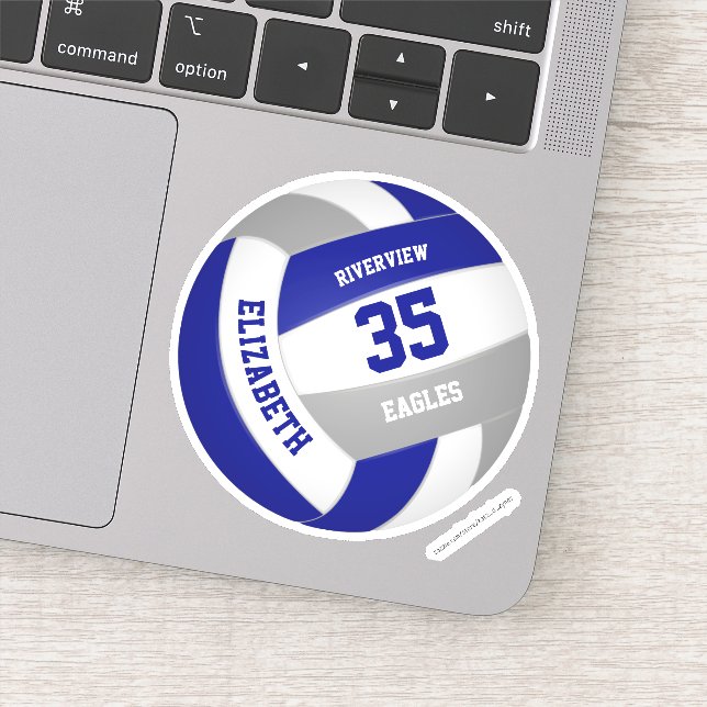 Blaugraue Mannschaft färbt Jungs Volleyball Aufkleber (Detail)