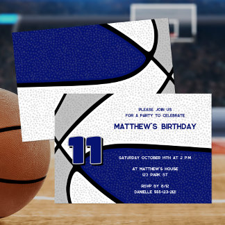 Blaugraue Mannschaftsfarben Basketball Geburtstag Einladung