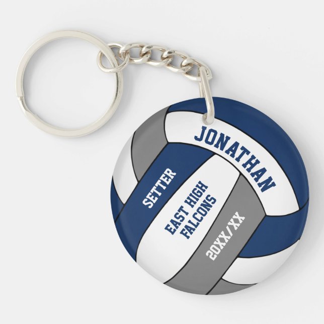 Blaugraue Mannschaftsfarben für Buben-Volleyball Schlüsselanhänger (Vorderseite)