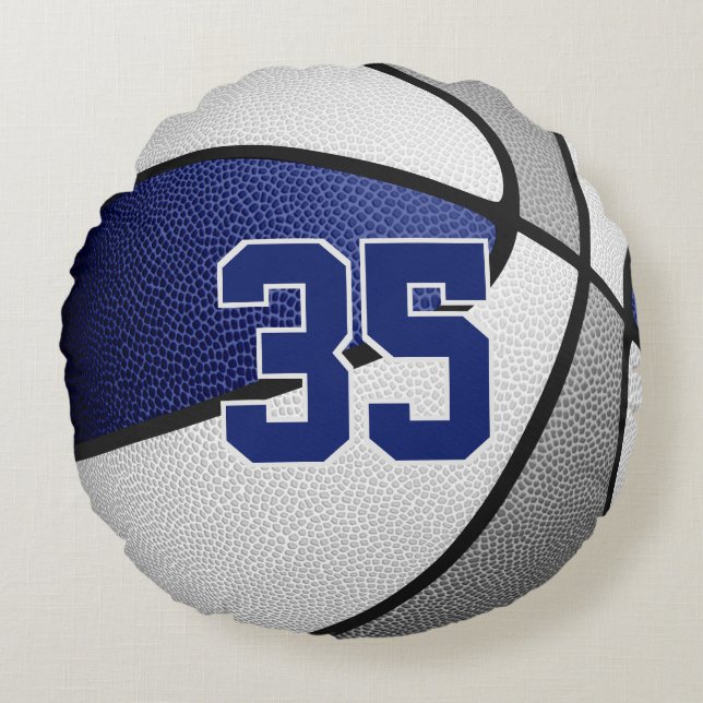 Blaugraue Mannschaftsfarben im Basketballraum Rundes Kissen (Vorderseite)