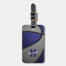 Blaugraue Mannschaftsfarben mit Monogramm Basketba Gepäckanhänger