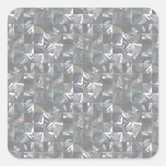 Blaugraue Mutter des Pearl Tile Musters Quadratischer Aufkleber (Vorderseite)