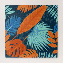 Blaugraue Orangefarbene Blume Muster