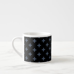 Blaugraue Polka-Kreuze auf schwarz Espressotasse