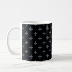 Blaugraue Polka-Kreuze auf schwarz Kaffeetasse