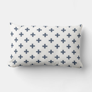 Blaugraue Polka-Kreuze auf weiß Lendenkissen