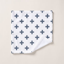 Blaugraue Polka-Kreuze auf weiß Waschlappen