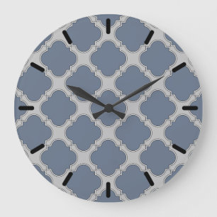 Blaugraue Quarrefolie Große Wanduhr