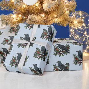 Blaugraue Raben-Stechpalme Winter Weihnachten Geschenkpapier