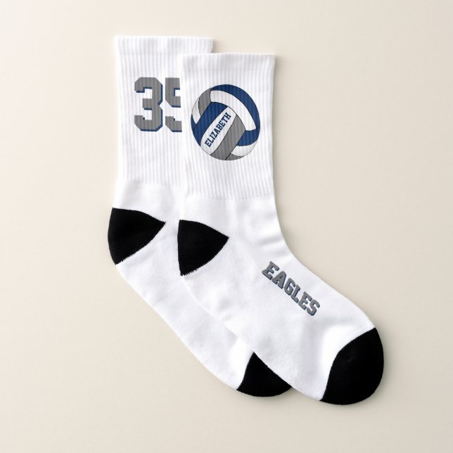 Blaugraue Schulmannschaft Geist Mädchen Volleyball Socken (Paar)