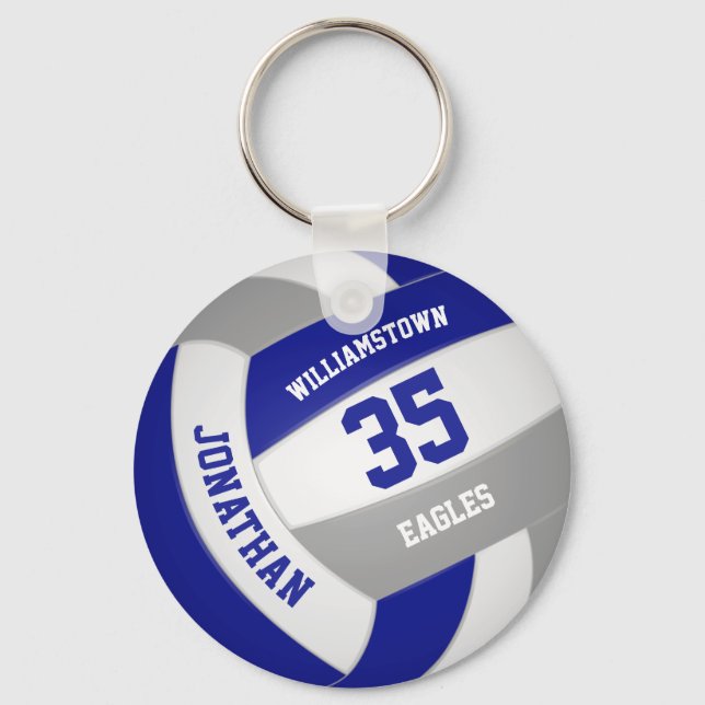 Blaugraue Sportmannschaft färbt Volleyball Schlüsselanhänger (Vorderseite)