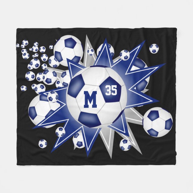 Blaugraue Sportstube Dekoration Fußball Blowout Fleecedecke (Vorderseite (Horizontal))