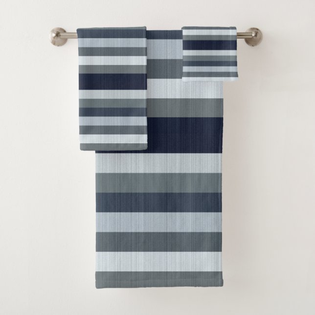 Blaugraue Streifen Badhandtuch Set (Insitu)