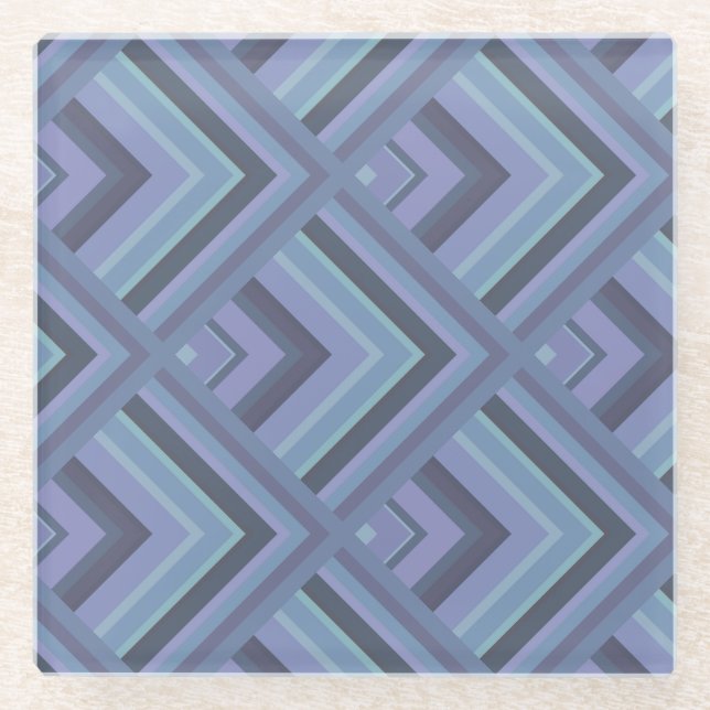 Blaugraue Streifen Glasuntersetzer (Vorderseite)