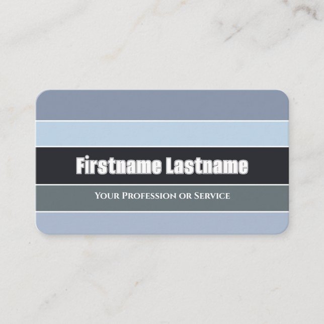 Blaugraue Streifen harmonische Farbpalette QR-Code Visitenkarte (Vorderseite)