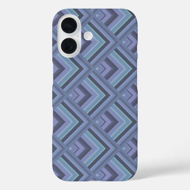 Blaugraue Streifen iPhone 16 Hülle (Rückseite)