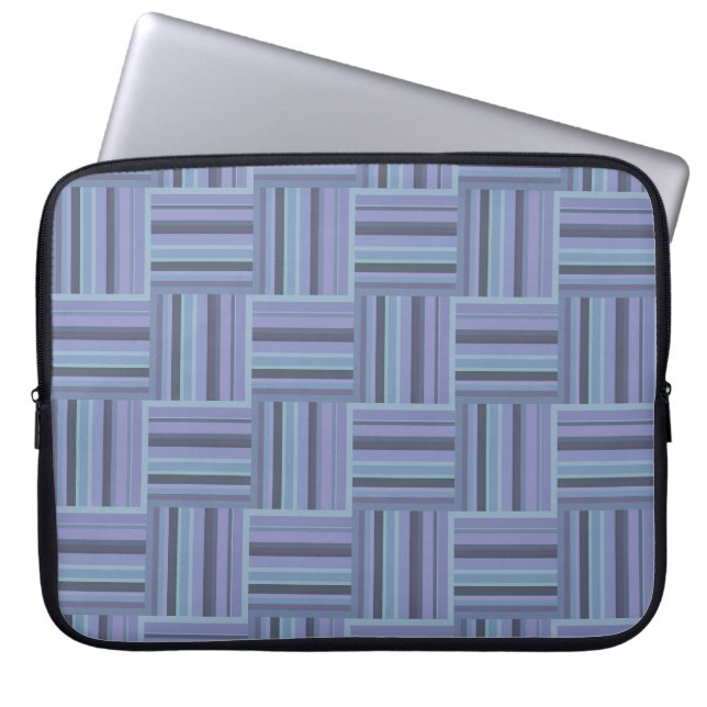Blaugraue Streifen Laptopschutzhülle (Vorderseite)