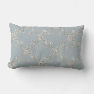 Blaugraue Taupe-Rosen-Sage-Gitter-Muster Lendenkissen