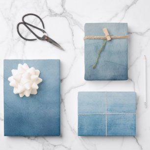 Blaugraue Textur Geschenkpapier Set