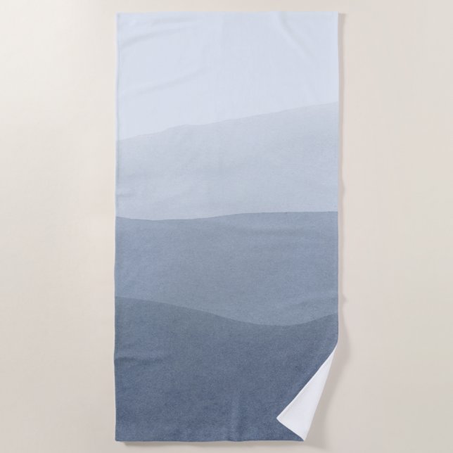 Blaugraue Töne Abstrakte Landschaft Strandtuch (Vorderseite)