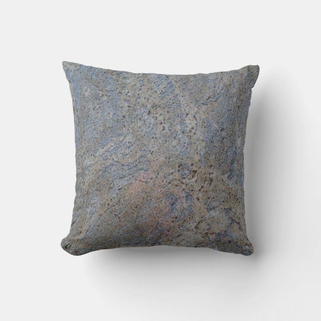 Blaugraue und blassgeflechtete Marmorplatte Textur Kissen (Vorderseite)