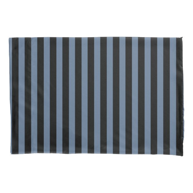 Blaugraue und schwarze Streifen Kissenbezug (Vorderseite)