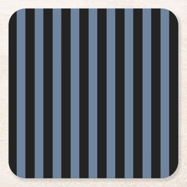 Blaugraue und schwarze Streifen Rechteckiger Pappuntersetzer (Vorderseite)
