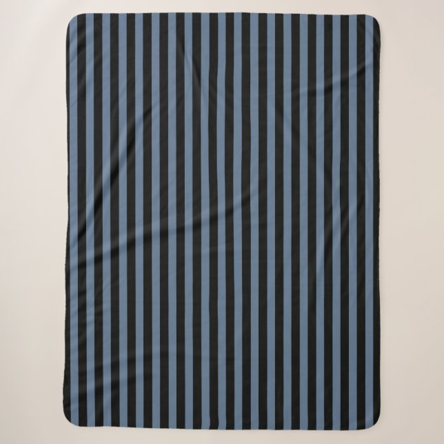 Blaugraue und schwarze Streifen Sherpadecke (Vorderseite)