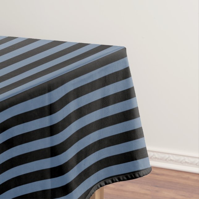 Blaugraue und schwarze Streifen Tischdecke (Beispiel)