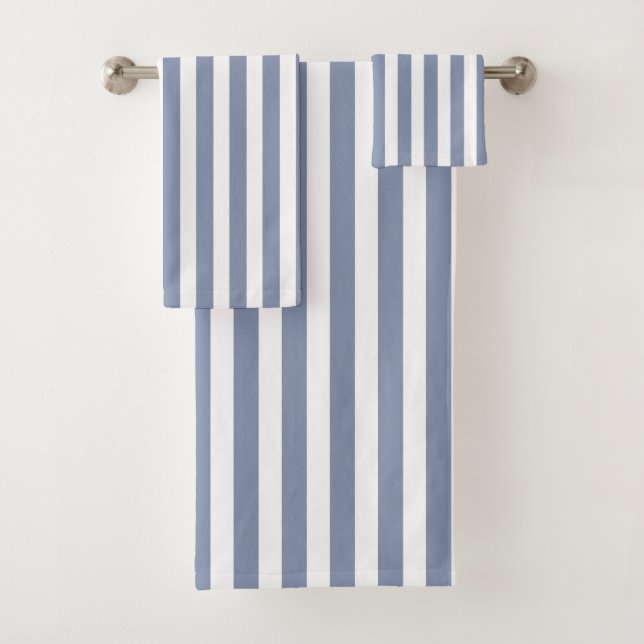 Blaugraue und weiße Streifen Badhandtuch Set (Insitu)