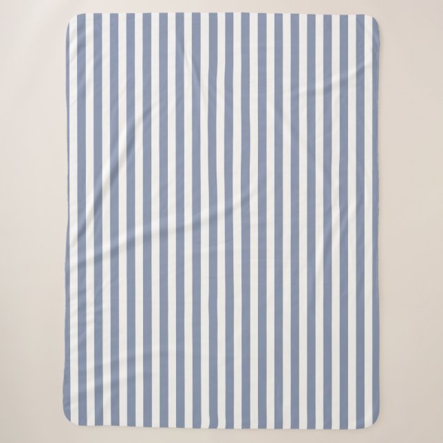 Blaugraue und weiße Streifen Sherpadecke (Vorderseite)