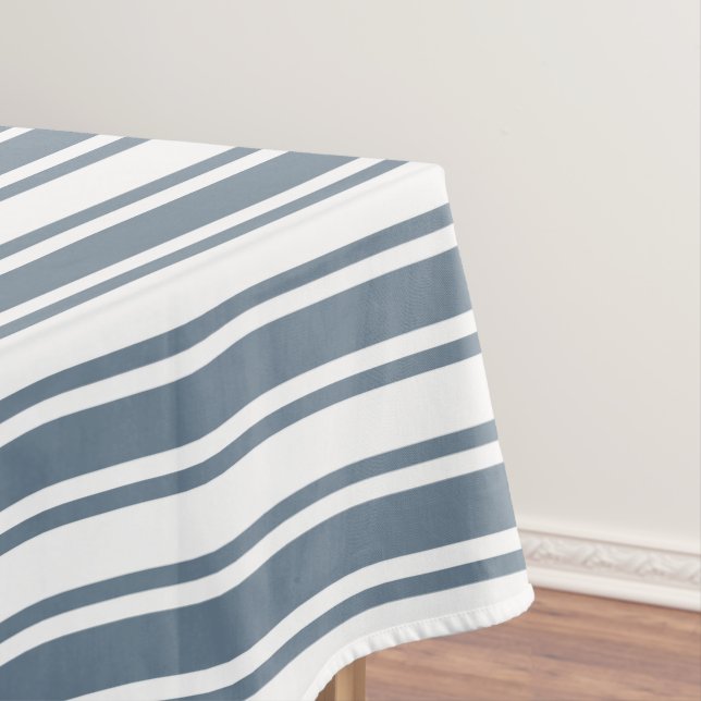 Blaugraue und weiße Streifen Tischdecke (Beispiel)