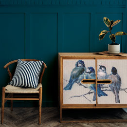 Blaugraue Vögel auf einem Ast von Hector Giacomell Seidenpapier