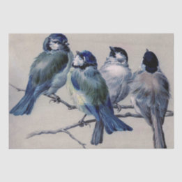 Blaugraue Vögel auf einem Zweig von Hector Giacome Seidenpapier