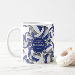 Blaugraue Volleyball-Mannschaftsfarben Coachname Kaffeetasse