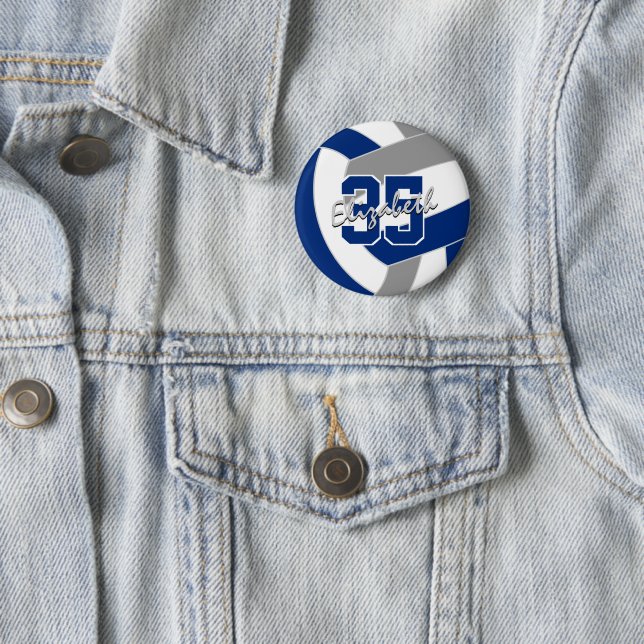 Blaugraue Volleyballmannschaftsfarben Button (Beispiel)