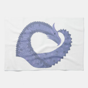 Blaugrauer Drache auf weiß Küchentuch