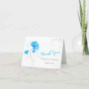 Blaugrauer Wasserfarben-Wirbel-Hochzeits-Dankeskar Dankeskarte