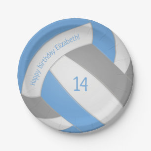 Blaugraues Kids-Volleyball-Party Pappteller