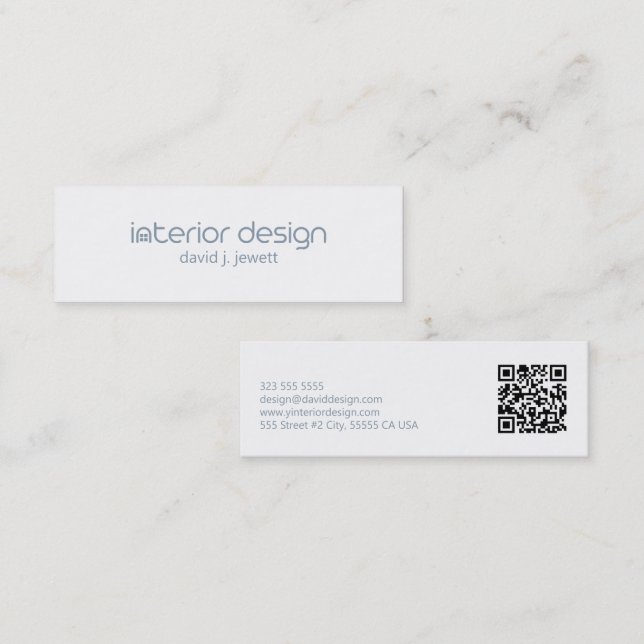 Blaugraues Minimalistisches Design-Logo Mini Visitenkarte (Vorne/Hinten)