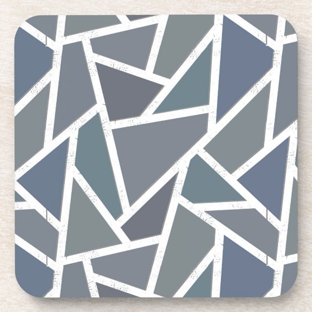 Blaugraues Mosaikmuster Getränkeuntersetzer (Vorderseite)