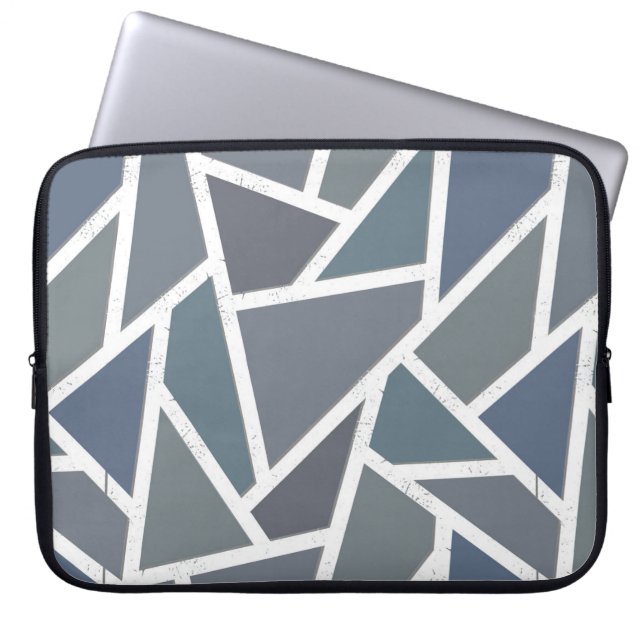 Blaugraues Mosaikmuster Laptopschutzhülle (Vorderseite)