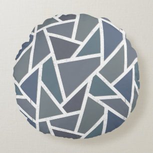 Blaugraues Mosaikmuster Rundes Kissen