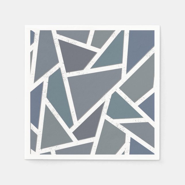 Blaugraues Mosaikmuster Serviette (Vorderseite)