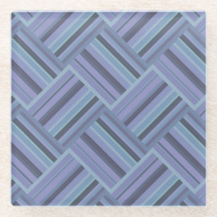 Blaugraues Muster der diagonalen Streifen Glasuntersetzer
