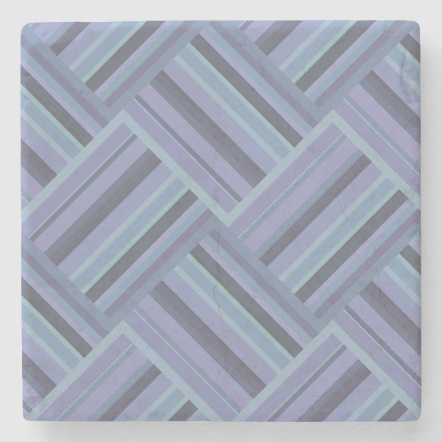 Blaugraues Muster der diagonalen Streifen Steinuntersetzer (Vorderseite)