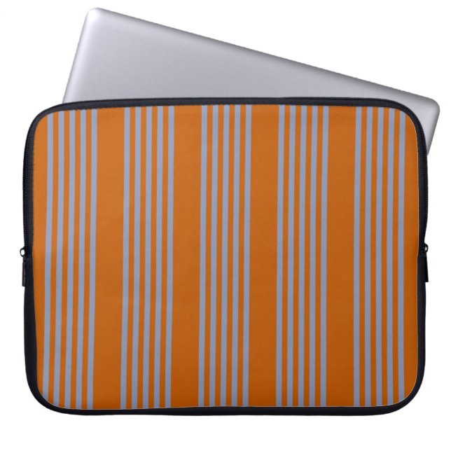 Blaugraues und verbranntes 5-Streifen-Muster Laptopschutzhülle (Vorderseite)