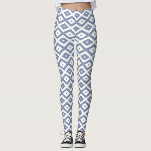 Blaugraues und weißes Diamantmuster Leggings