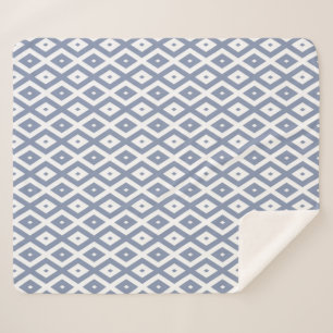 Blaugraues und weißes Diamantmuster Sherpadecke